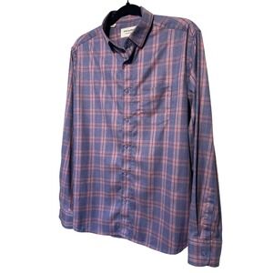 Twillory Untuckable Button Down Shirt Blue Purple Plaid Men's Size M/L‎